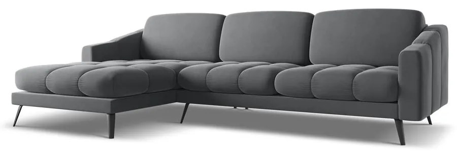 Sivá zamatová rohová pohovka (ľavý roh) Nalu – Makamii