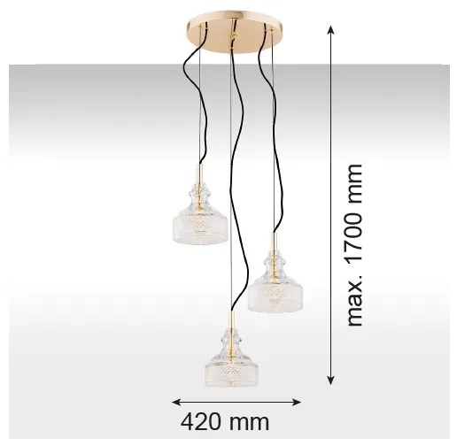 Argon 1462 - Luster na lanku CRUZ 3xE14/7W/230V