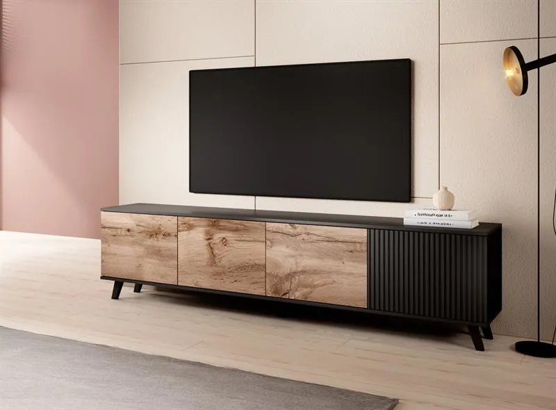 TV stolík Remali (čierna + dub wotan). Vlastná spoľahlivá doprava až k Vám domov. 1049344