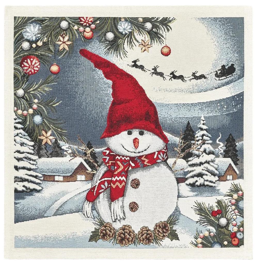 Vianočný gobelínový obrus so Snehuliakom 90x90 cm