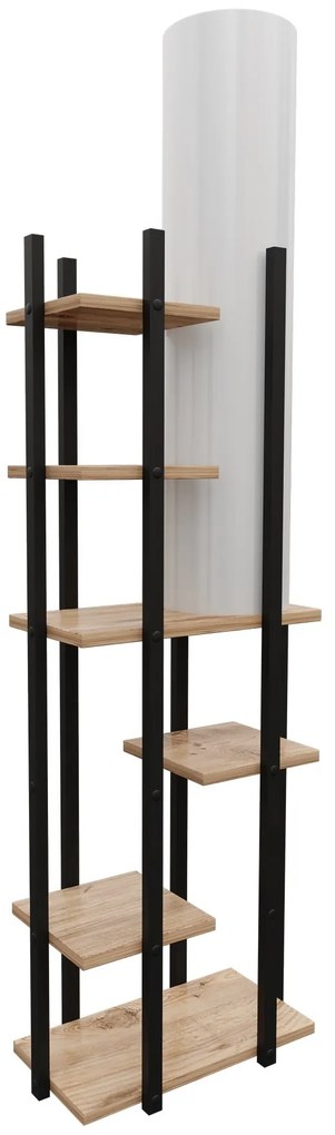 Stojacia lampa Nora IV čierna/prírodný dub