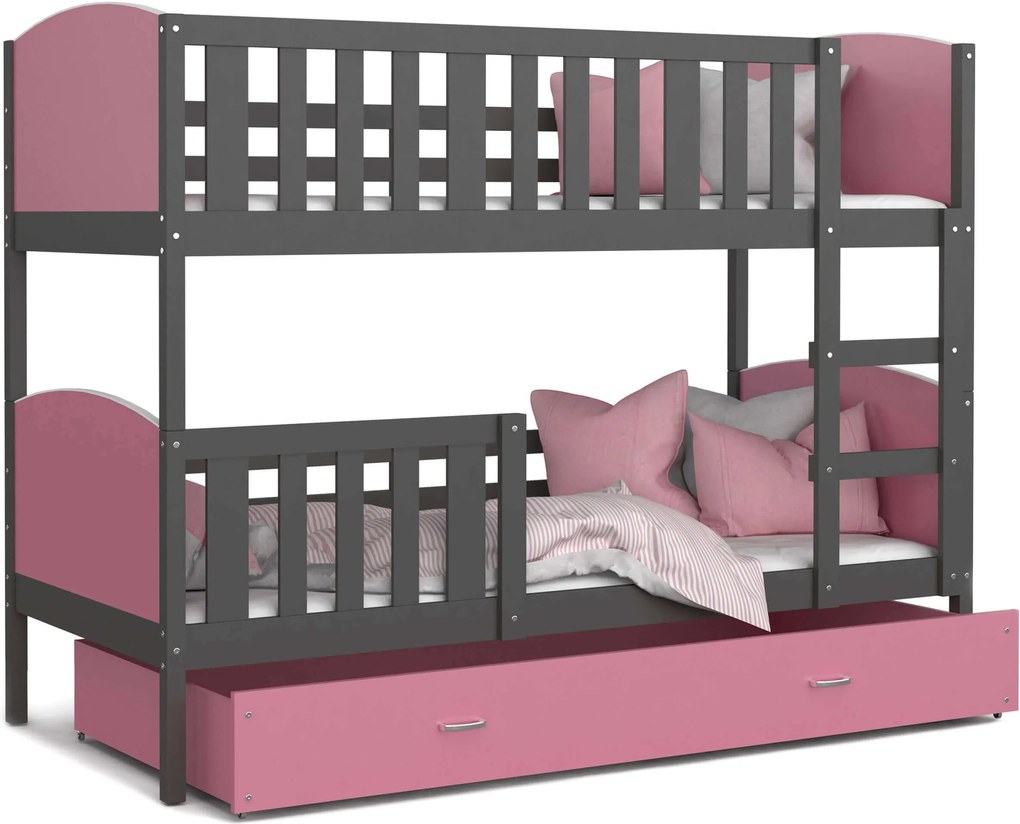 GL Dobby Grafit Color poschodová posteľ Farba: Ružová, Rozmer: 160x80