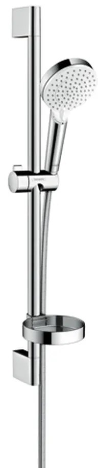 Hansgrohe Crometta, sprchová sada Vario so sprchovou tyčou 65 cm a miskou na mydlo, biela/chrómová, HAN-26553400