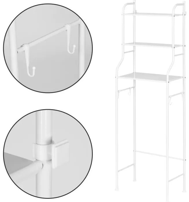 VERK GROUP Polica / regál nad záchod, do kúpeľne, biela, 153 x 45 x25 cm