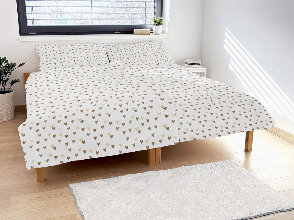 Polášek Bavlnené obliečky SRDIEČKA - Šedá | 140 x 220 cm / 70 x 90 cm