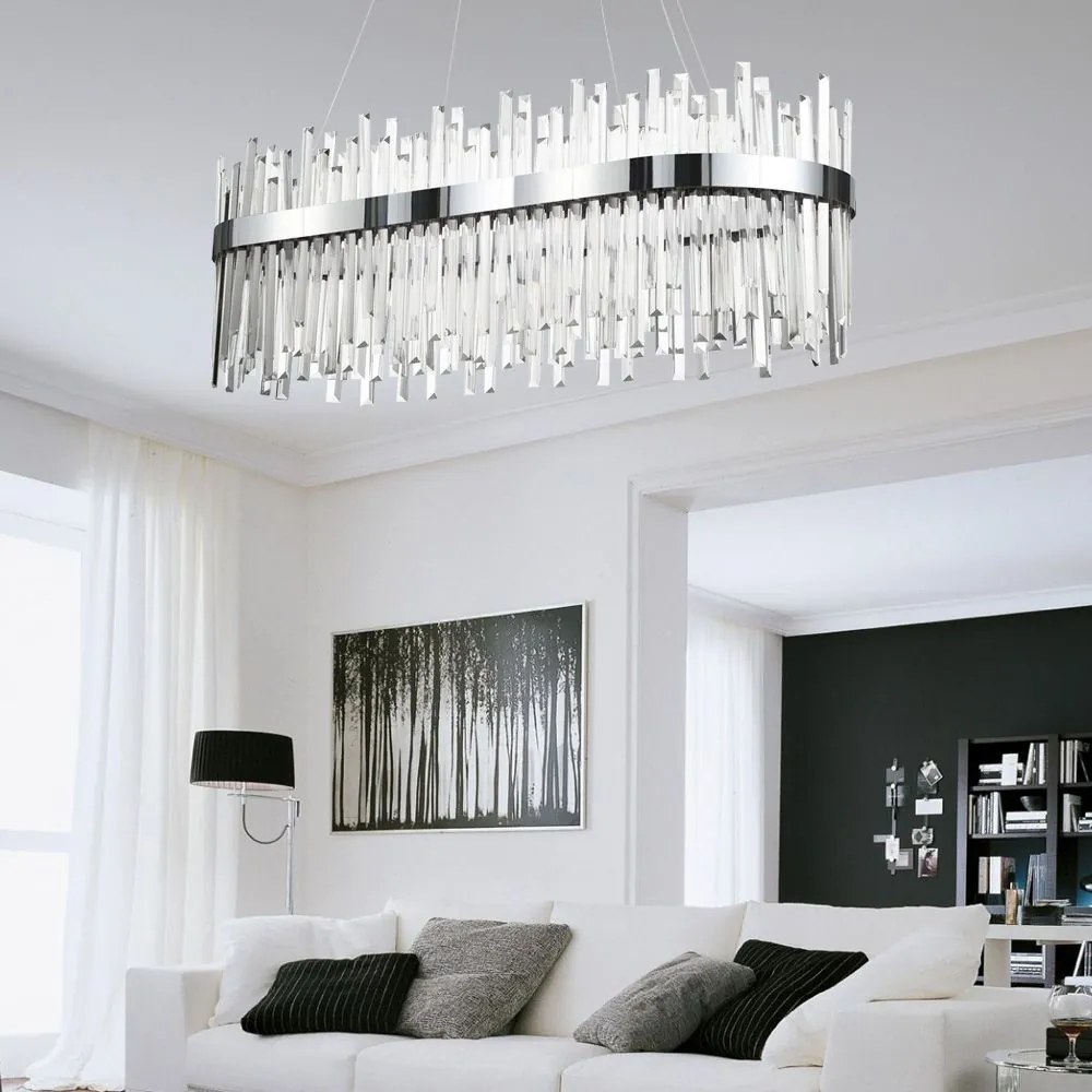 Toolight Toolight, LED krištáľové svietidlo 80x35 cm, 62W, APP1514-CP80, chrómová, OSW-03262