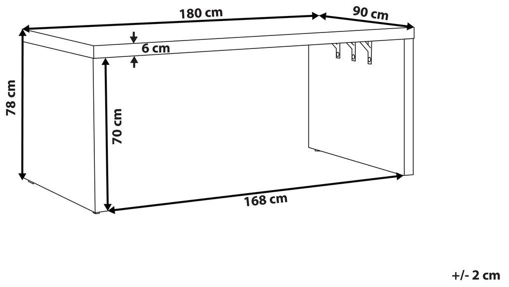 Záhradný betónový stôl v tvare U 180 x 90 cm sivý TARANTO Beliani