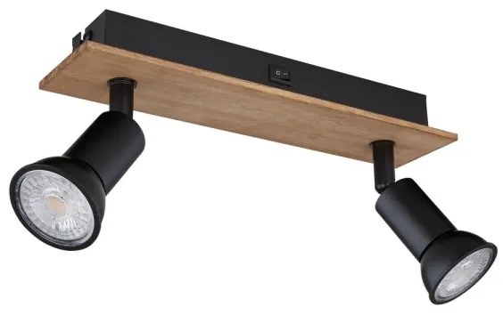 Globo 57998-2W - Bodové svietidlo DREW 2xGU10/35W/230V drevo/čierna