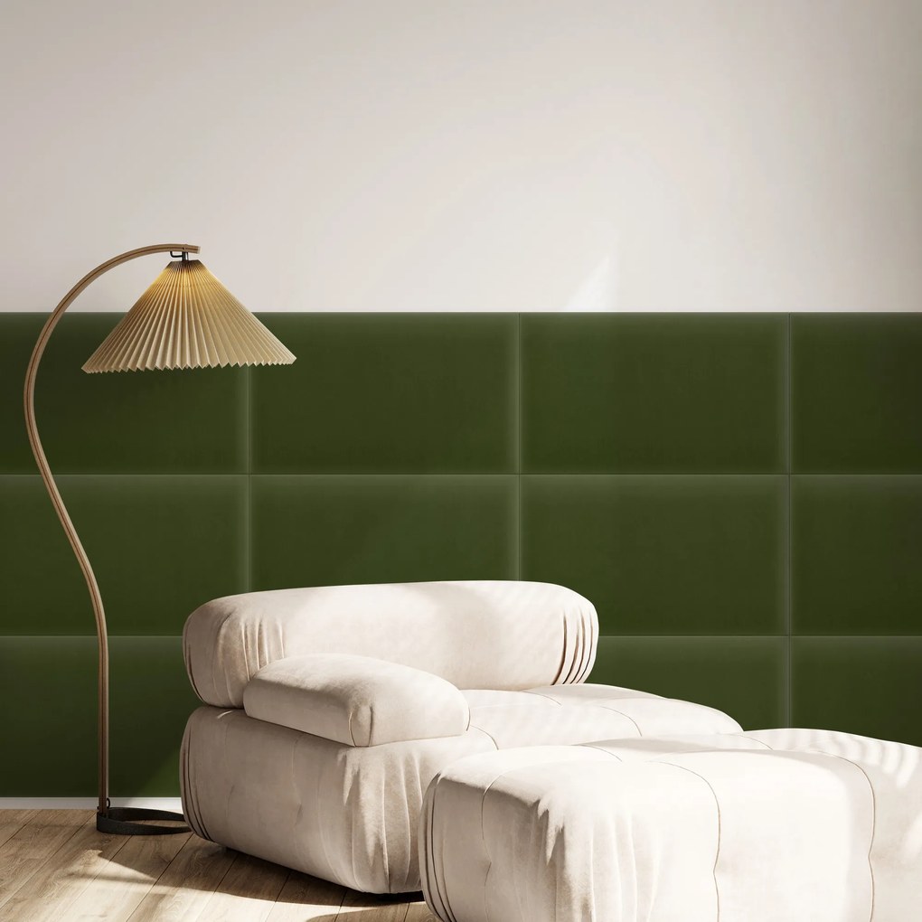 Zamatový čalúnený panel - Obdĺžnik - 40x30cm Farba: Khakizelená