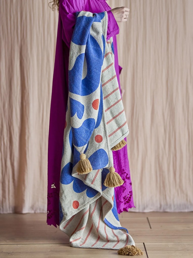Bloomingville Prehoz z recyklovanej bavlny Eviaya Blue 130 x 160 cm