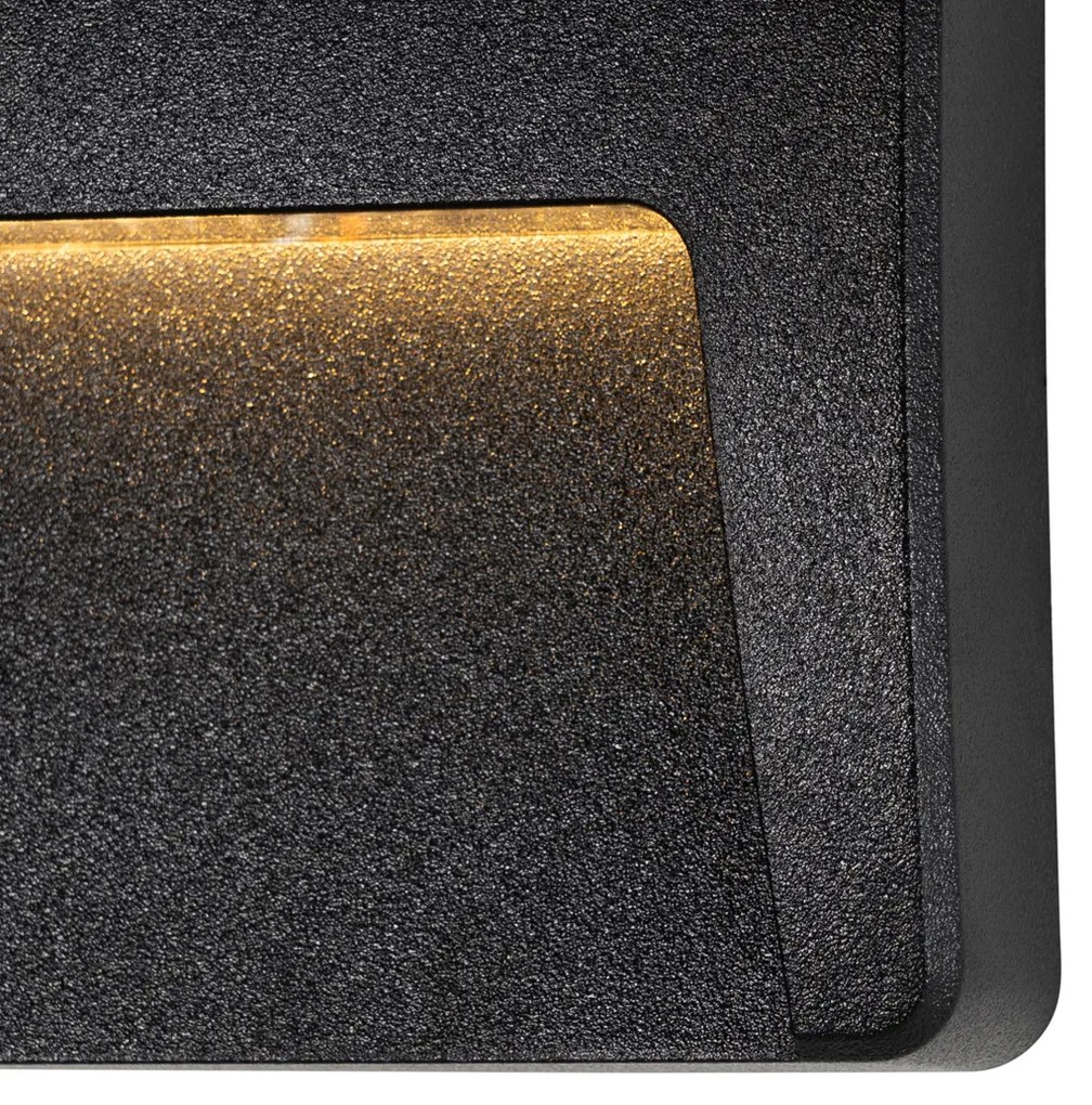 Sada 2 čiernych štvorcových vonkajších nástenných svietidiel vrátane LED IP65 - Gem