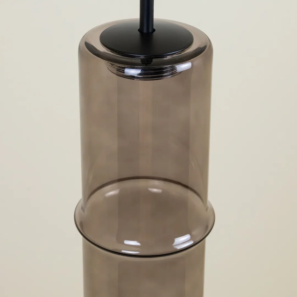 Závesné svietidlo Bato, 1x svetlohnedé sklenené tienidlo, b