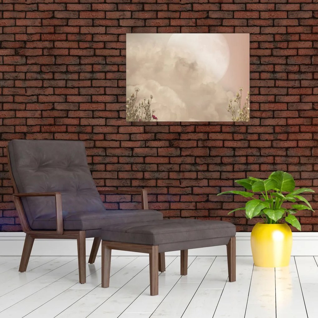 Sklenený obraz - Ružový spln (70x50 cm)