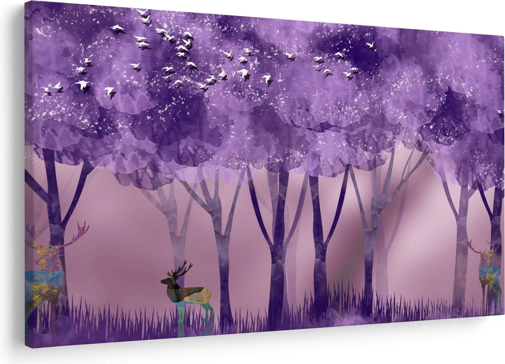Obraz - Jelene v magickom lese (90x60 cm)