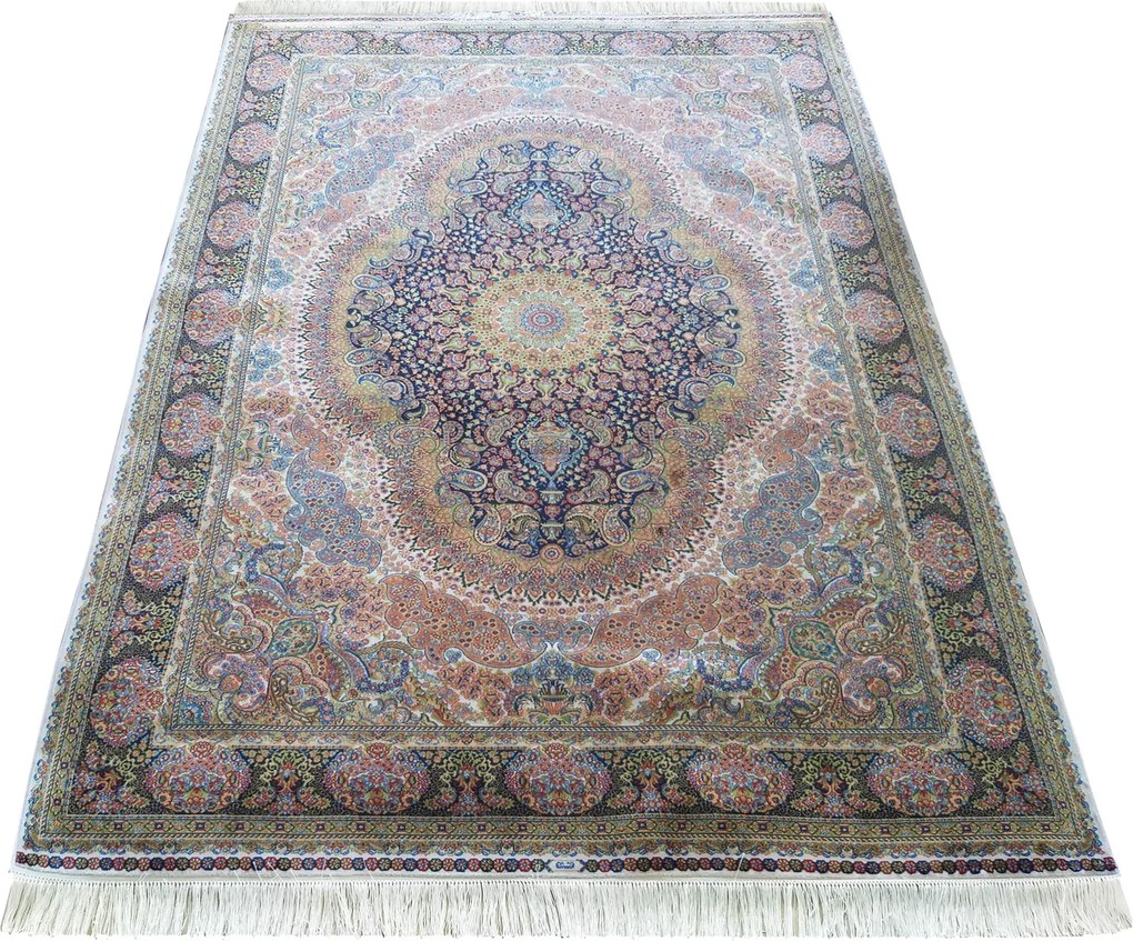 DY Hodvábny exkluzívny koberec Qum Silk 09 - modrá Rozmer: 160x230 cm