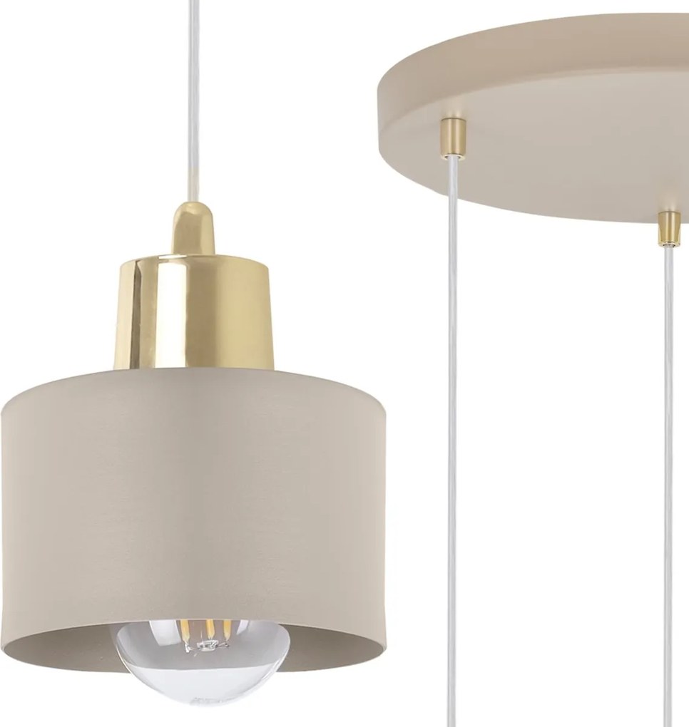 Závesné svietidlo Panta, 3x béžové kovové tienidlo, g, o