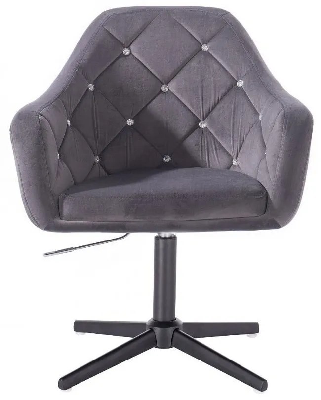 LuxuryForm DESIGN Kreslo ROMA VELUR na čiernom kríži - tmavo šedé
