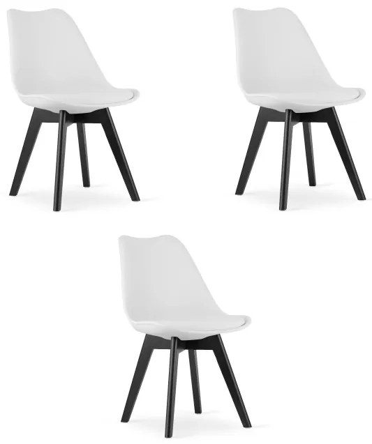 Set troch jedálenských stoličiek MARK biely - čierne nohy (3 ks)