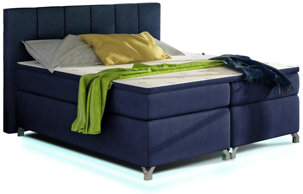 drevko Čalúnená posteľ s podsvietením Basilio - Ontario 81 - 140 x 200 cm, Modrá