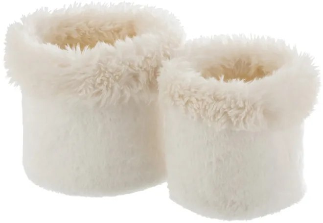 Sada 2 bielych chlpatých obalov na kvetináče Plush pots - Ø 27 * 25 cm