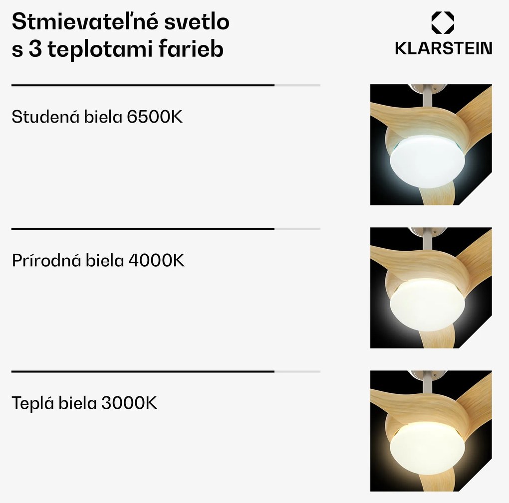 Klarstein Monteverde stropný ventilátor s stmievateľným svetlom