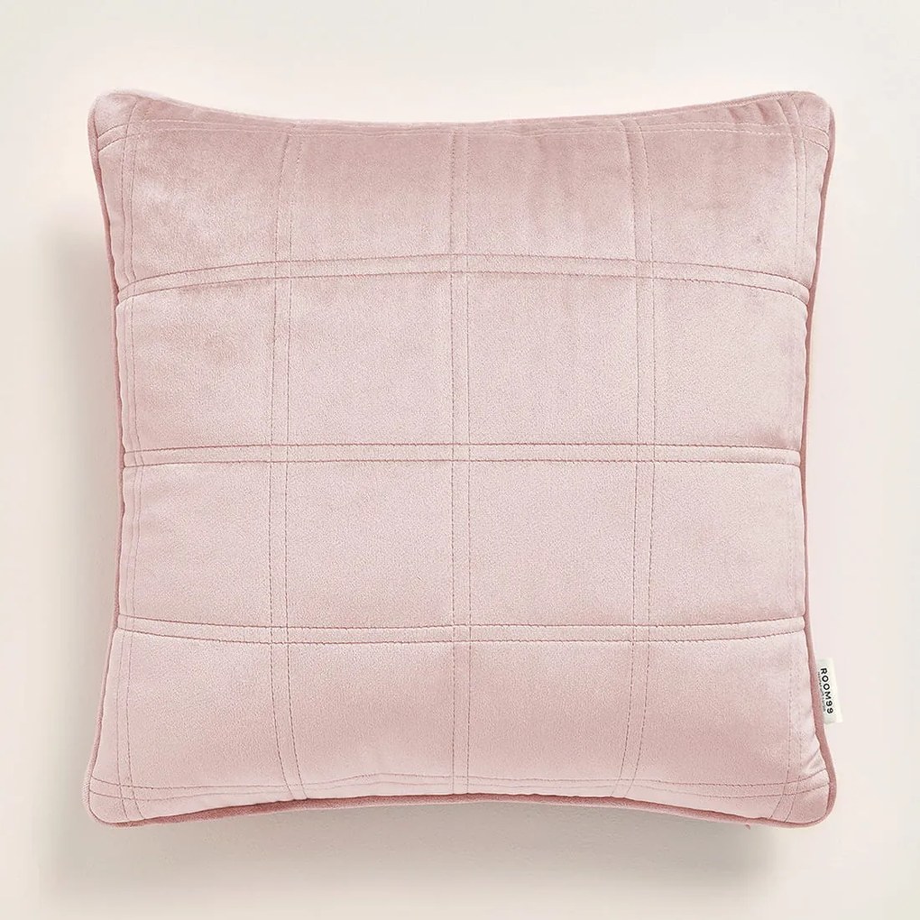 Room99 Dekoračná obliečka na vankúš Colette Velvet Prešívaná Kocky Farba: Ružová, Veľkosť: 40 x 40 cm