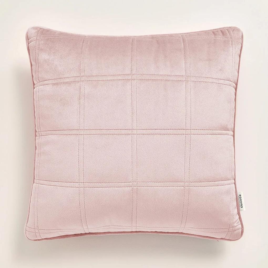 Room99 Dekoračná obliečka na vankúš Colette Velvet Prešívaná Kocky Farba: Ružová, Veľkosť: 50 x 50 cm