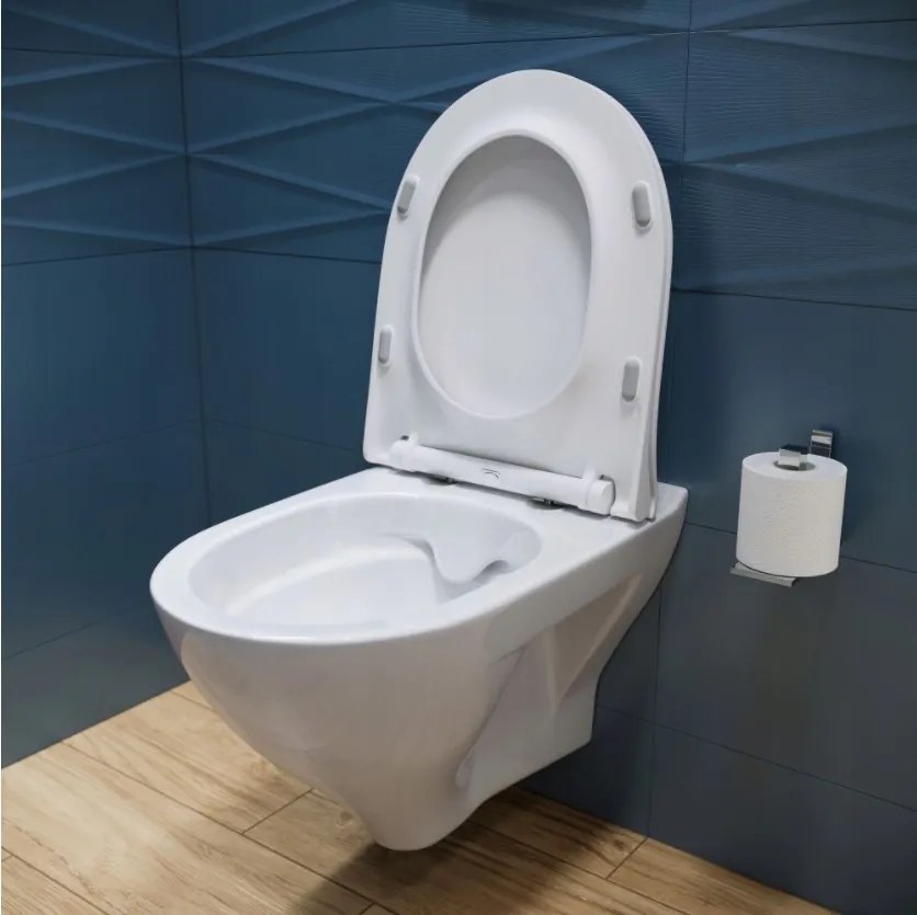 Cersanit Mille - závesná wc misa CleanOn so SLIM pomaly padajúcim sedátkom z duroplastu, SET B291, biela, S701-453