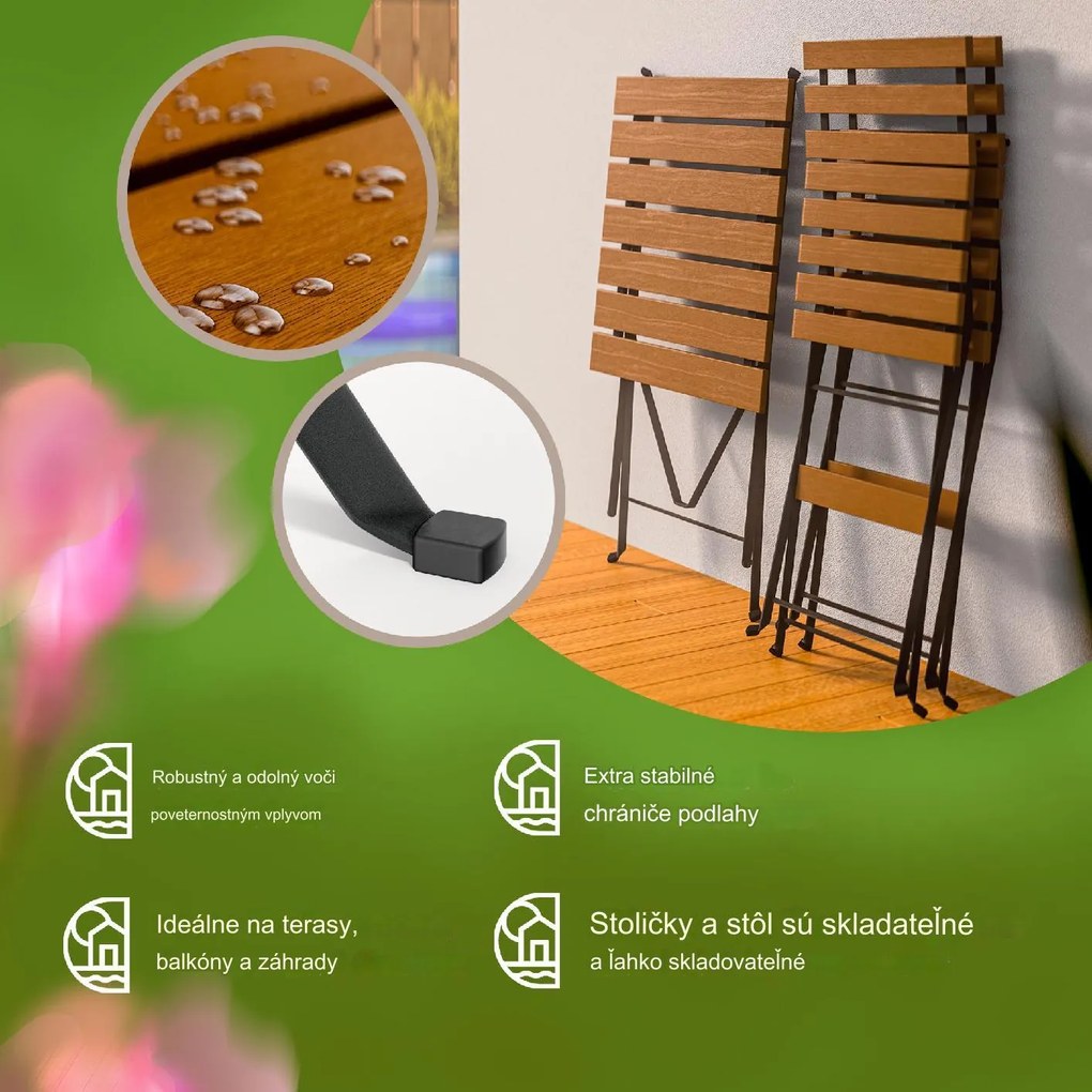 InternetovaZahrada Drevená balkónová súprava - agát/kov