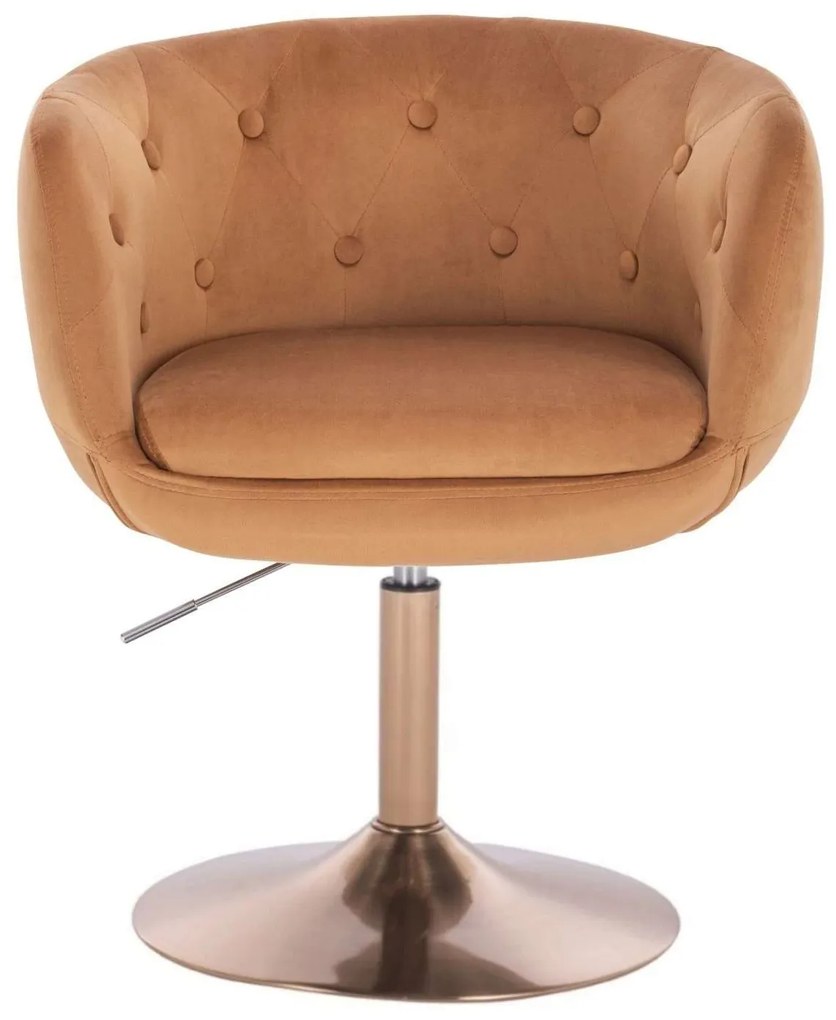 LuxuryForm DESIGN Kreslo MONTANA VELUR na zlatom tanieri - hnedé