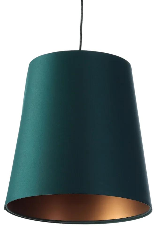 TEXTILO Moderné závesné svietidlo BELL, 1xE27, 40W, zelené, medené