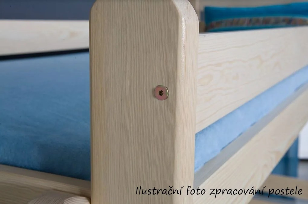 Detská posteľ z masívu borovice TOMÁŠ II s prístelkou a šuplíky - 200x90 cm - prírodná borovica