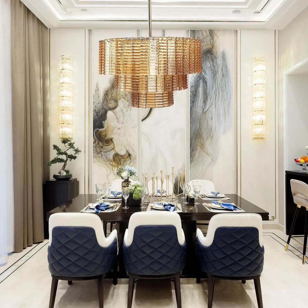 Toolight Toolight, závesné stropné svietidlo 8xE14, APP1677-8CP, zlatá-hnedá, OSW-09312