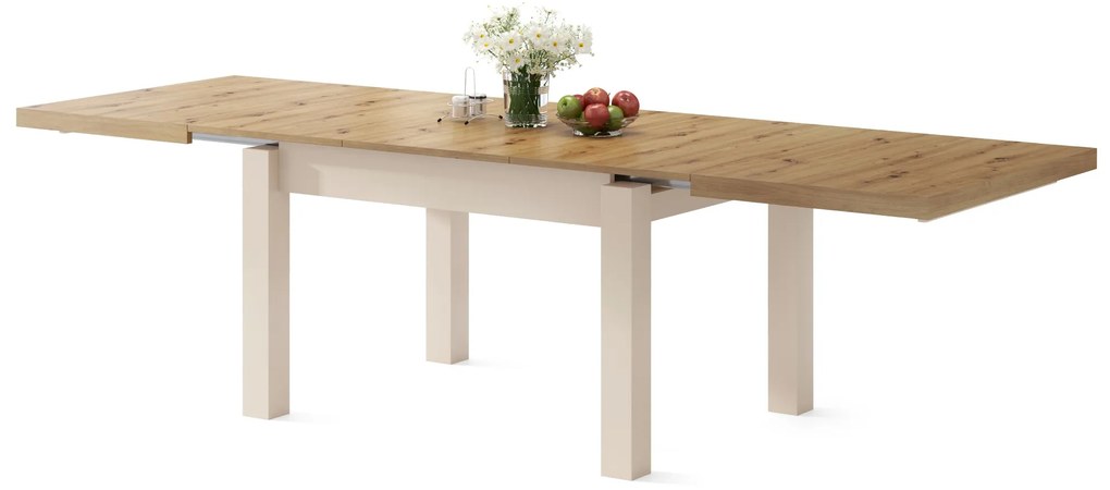 ROYAL JEDÁLENSKÝ STÔL ROZKLADACÍ - dub artisan / béžová, PRE 8 OSÔB