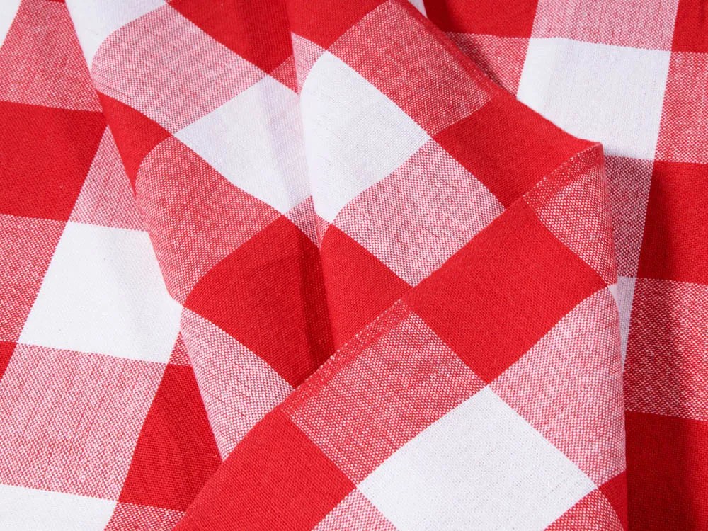 Biante Bavlnený štvorcový obrus Olivia OL-016 Červeno-biela kocka veľká 130x130 cm