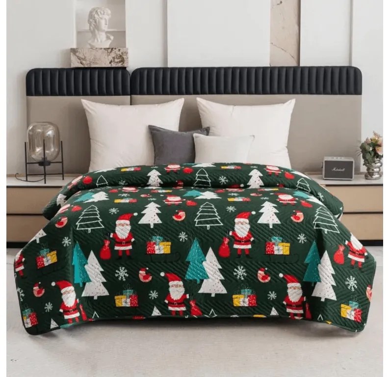 Prehoz na posteľ SANTA WINK, tmavozelený Rozmer: 220 x 240 cm