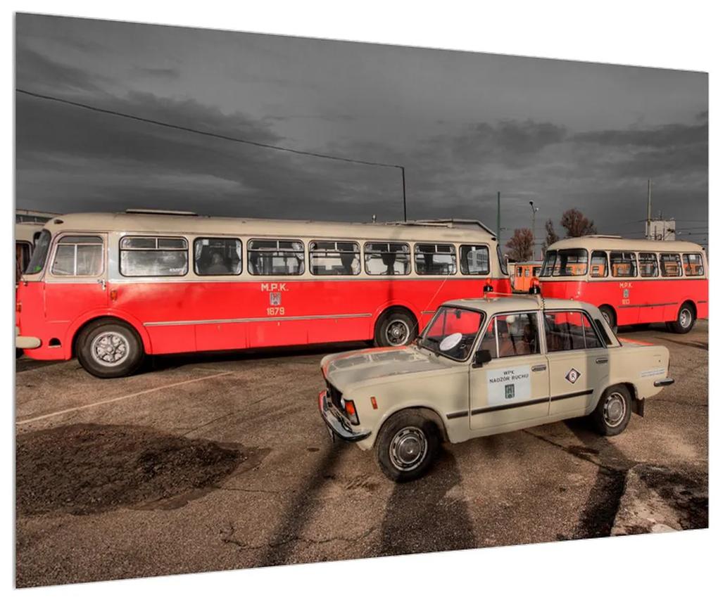 Obraz historických vozidiel (90x60 cm)