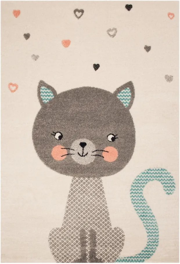 Detský hnedý koberec Zala Living Cat, 120 × 170 cm