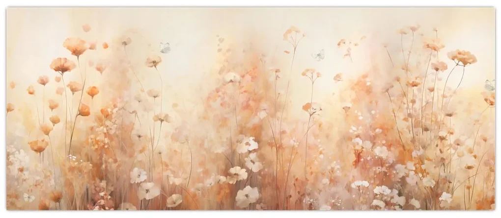 Obraz - Vzor divokých kvetov (120x50 cm)