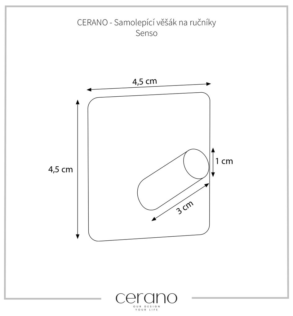 CERANO - Samolepiaci vešiak na uteráky Senso - čierna matná, CER-CER-479446
