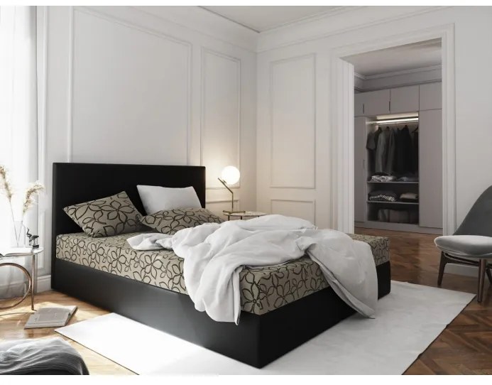 Manželská postel v eko kůží s úložným prostorem 160x200 LUDMILA - černá / šedá