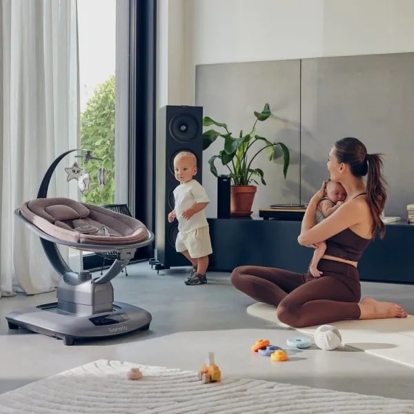 Lionelo - Detské húpacie lehátko s melódiou BLOSSOM Pink Mauve + diaľkové ovládanie