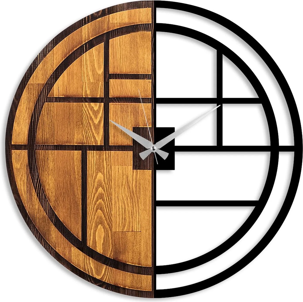 Dekorativní nástěnné hodiny WALLIE ORGANIC 56 cm ořech/černé