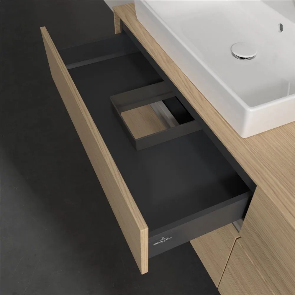 VILLEROY &amp; BOCH Collaro závesná skrinka pod dve umývadlá na dosku, 4 zásuvky, 1600 x 500 x 548 mm, Nordic Oak, C02400VJ