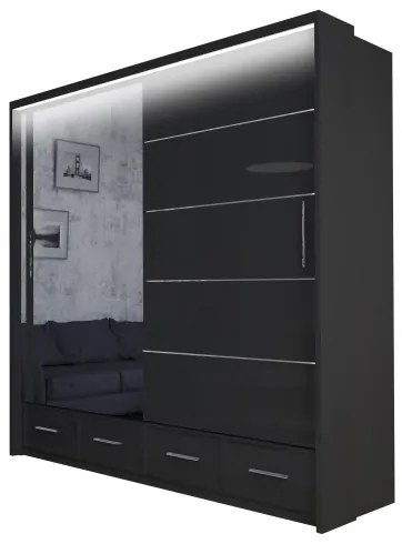 Šatníková skriňa Multi 200, Čierná