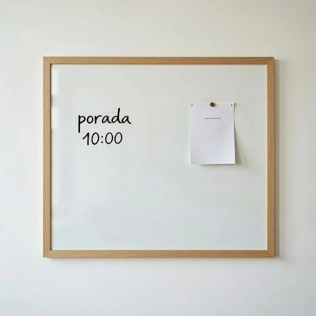 Toptabule.sk  Biela magnetická popisná tabuľa v prírodnom drevenom ráme CLASSIC 40x40 cm