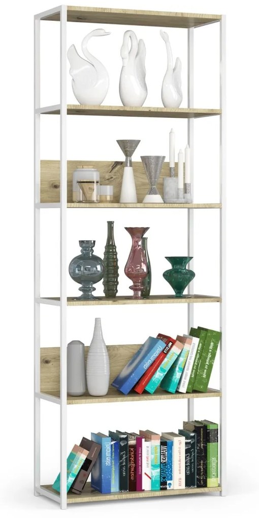 Regál LOFT 70 cm biely/dub remeselný