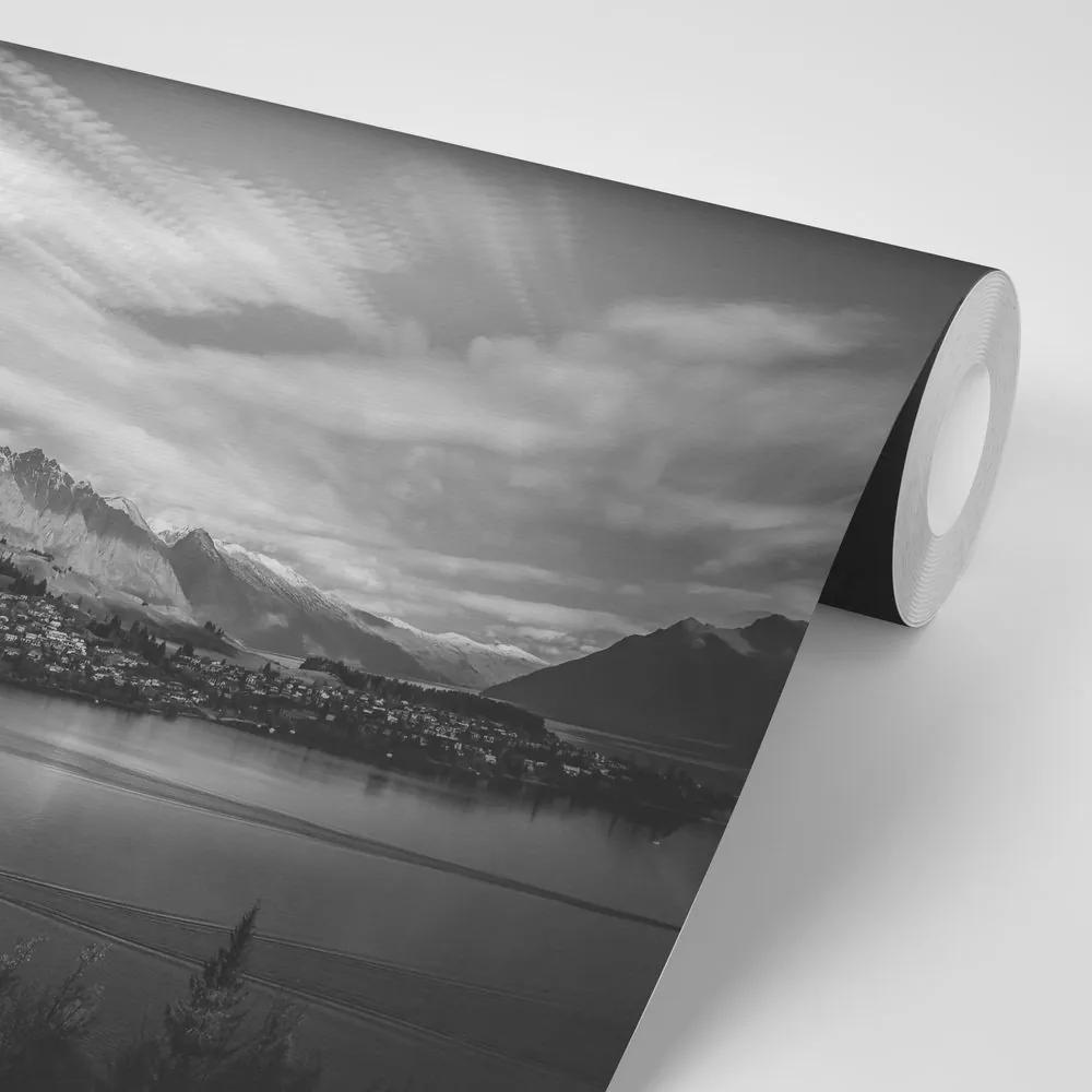 Samolepiaca fototapeta podvečerné čiernobiele jazero - 450x300