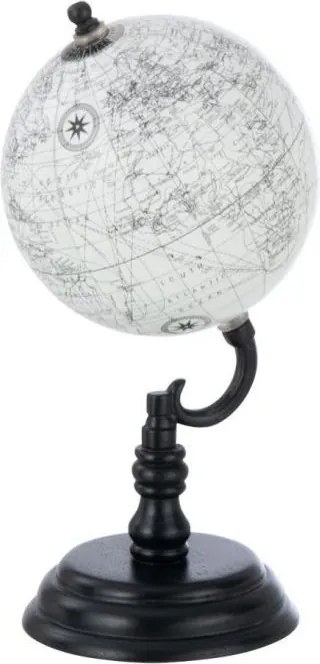 Šedý glóbus na čerbnej drevenej nohe Globe – 13*13*27 cm