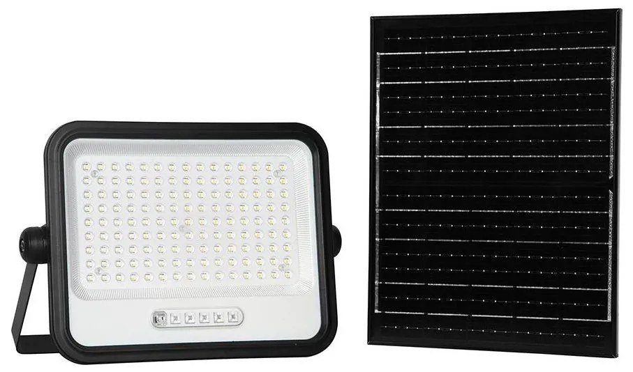LED stmievateľný solárny reflektor LED/300W/3,2V IP65 15000 mAh čierny + diaľkové ovládanie